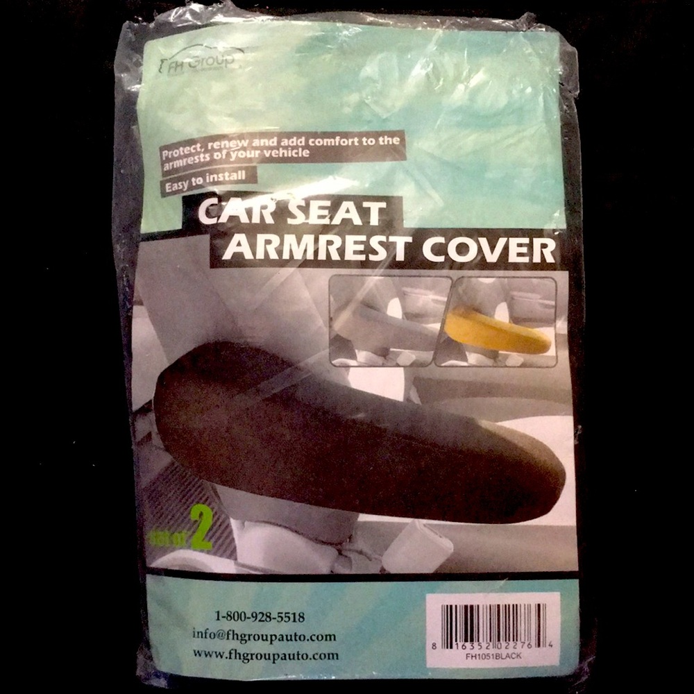Car seat armrest covers, pair, black